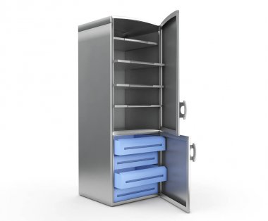 Beyaz buzdolabı izole. 3D render