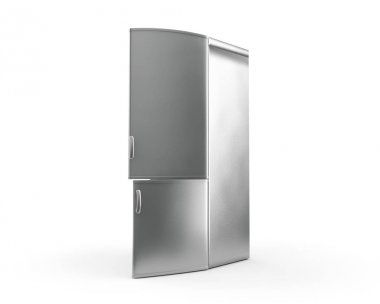 Beyaz buzdolabı izole. 3D render