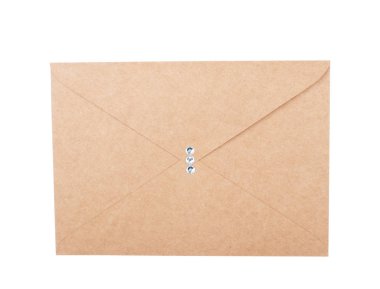 Beyaz adam izole kahverengi zanaat zarf