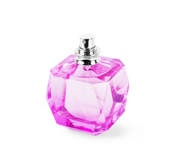 白い背景に分離された美しいボトルで女性の香水 — ストック写真