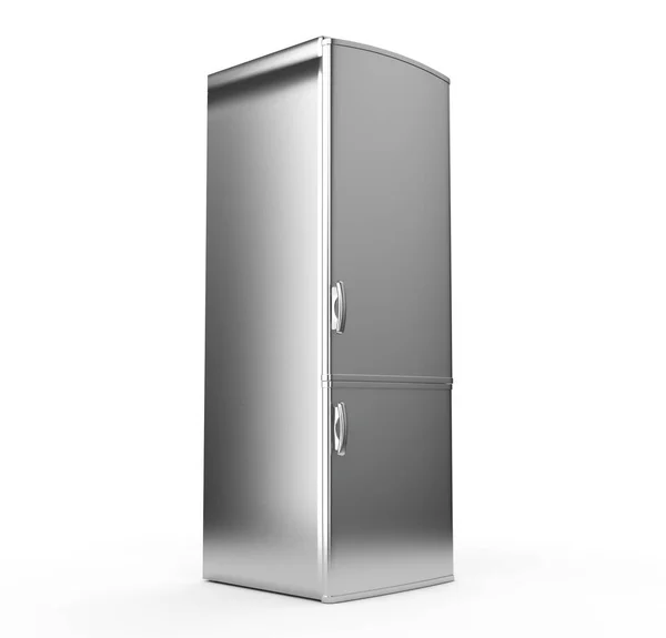 화이트 냉장고 격리입니다. 3 차원 렌더링 — 스톡 사진