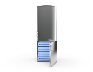 Beyaz buzdolabı izole. 3D render