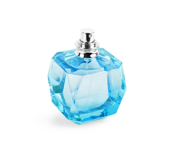 白い背景に分離された美しいボトルで女性の香水 — ストック写真