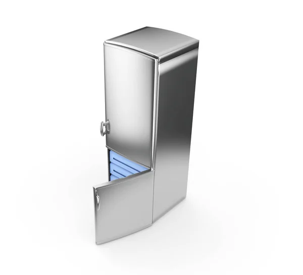 Άσπρο ψυγείο απομονωμένη. 3D rendering — Φωτογραφία Αρχείου