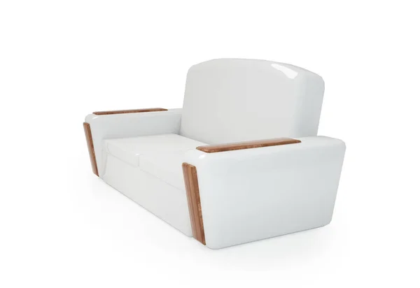 Biały nowoczesny sofa izolowane na białym 3d renderowania — Zdjęcie stockowe