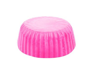 Pink jelly pudding on white background clipart