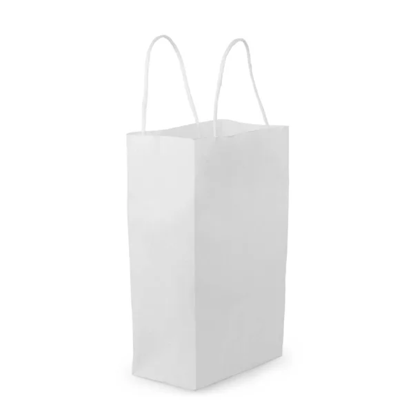 白いwiで隔離された白いスナック紙袋パッケージの正面図 — ストック写真