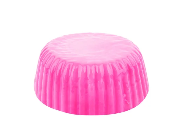 Różowy galaretka pudding na białym tle — Zdjęcie stockowe