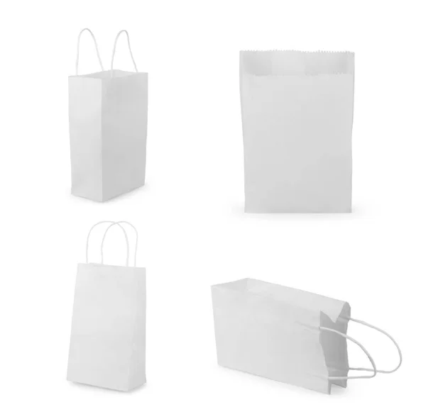 Front view of blank snack paper bag package isolated on white wi — Stock Photo, Image