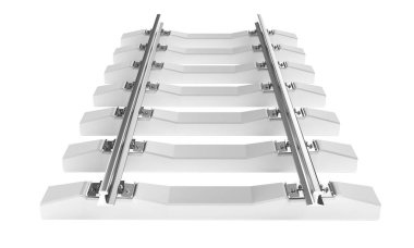 Beyaz arka plan 3d render üzerinde Demiryolu