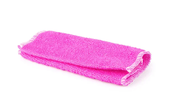 Asciugamano rosa isolato su uno sfondo bianco — Foto Stock