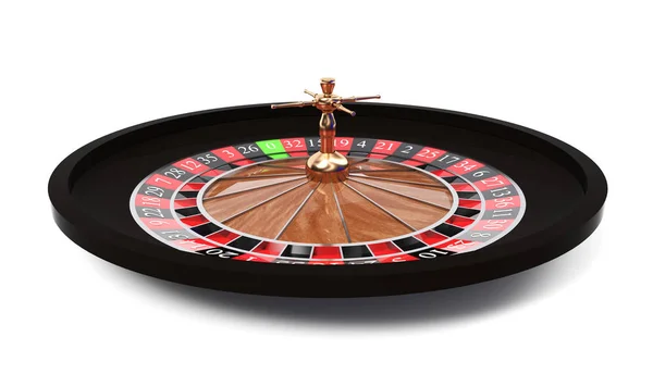 3D-rendering van een geïsoleerde houten Casino Roulette met gouden d — Stockfoto