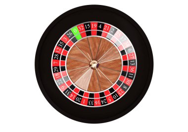 Altın d ile izole ahşap casino rulet 3d render