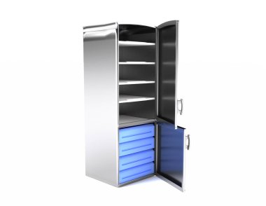 Beyaz buzdolabı izole. 3D render