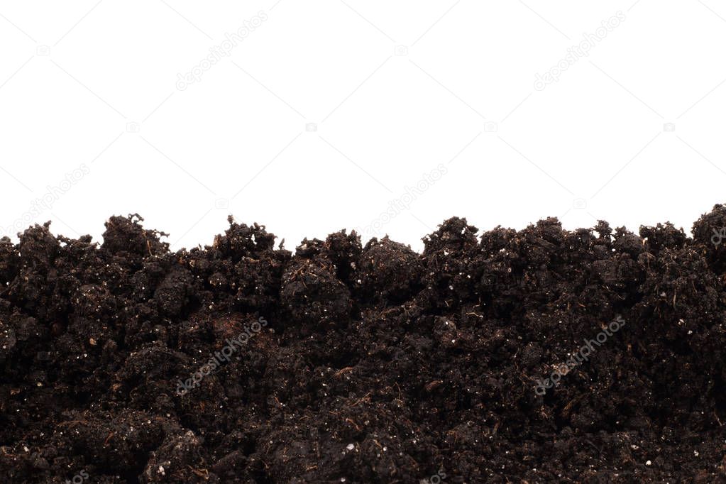 Pile of soil isolated on white background