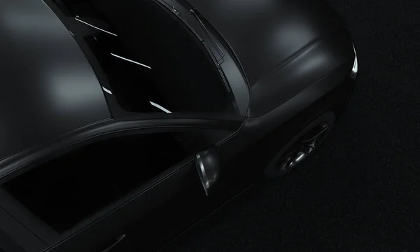 Coche deportivo negro futurista, vista trasera (con superposición grunge) con — Foto de Stock