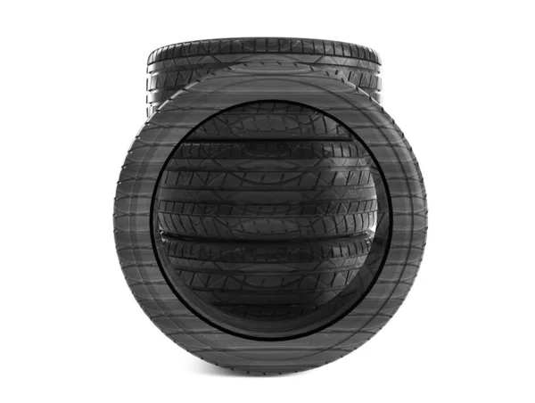 Neumáticos de camión de representación 3D sobre un fondo blanco — Foto de Stock