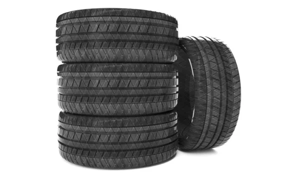 3D pneus de caminhão de renderização em um fundo branco — Fotografia de Stock