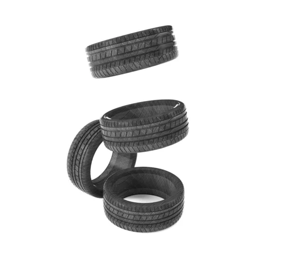 3D vykreslování nákladních pneumatik na bílém pozadí — Stock fotografie