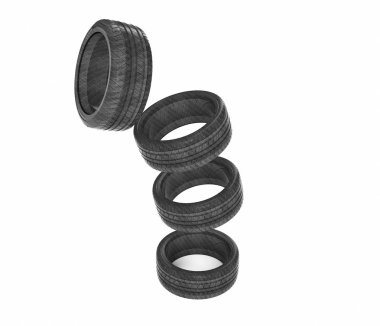 Beyaz bir arka plan üzerinde 3D render kamyon lastikleri