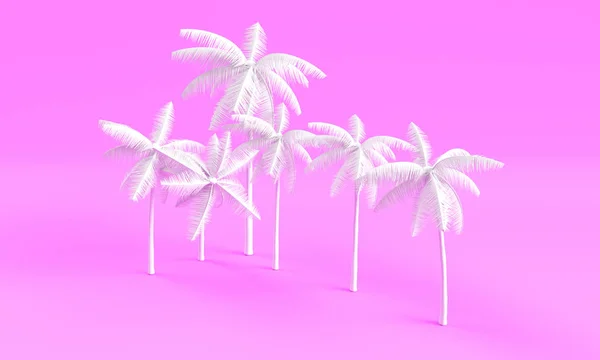 Witte palmboom 3D render op roze achtergrond — Stockfoto