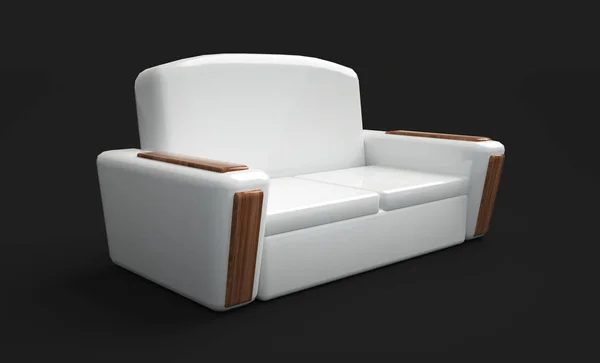 Sofá moderno blanco aislado en blanco 3d render —  Fotos de Stock