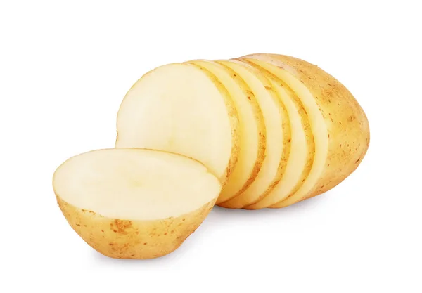 Kartoffelscheiben auf weißem Hintergrund — Stockfoto