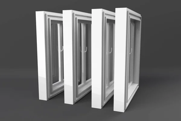 Yksi ovi muovi ikkuna eristetty valkoinen. 3D-kuva — kuvapankkivalokuva