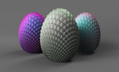 ejderha yumurta 3d gri bir arka plan üzerinde render, doğmamış dra 3 yumurta