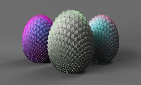 ejderha yumurta 3d gri bir arka plan üzerinde render, doğmamış dra 3 yumurta
