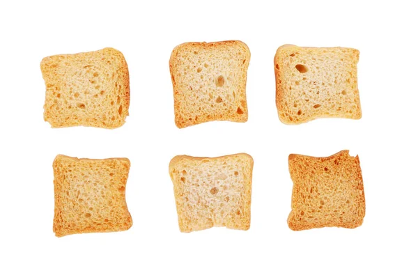 Tosty chleb (włoskie Bruschetta tosty) izolowane na białym grzbiecie — Zdjęcie stockowe