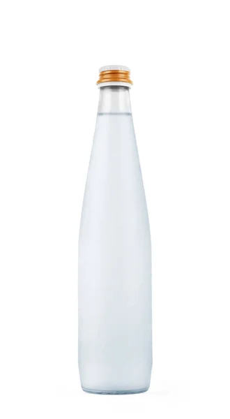 Glazen fles water geïsoleerd op een witte achtergrond — Stockfoto