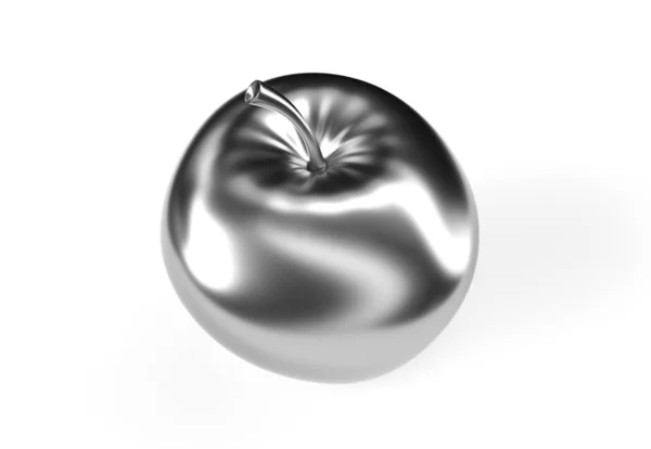 3d rendering silver apple.Imagen en 3D de alta resolución. Ilustración 3d —  Fotos de Stock