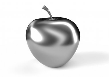 3d render gümüş elma. Yüksek çözünürlüklü 3d görüntü. 3d illüstratör