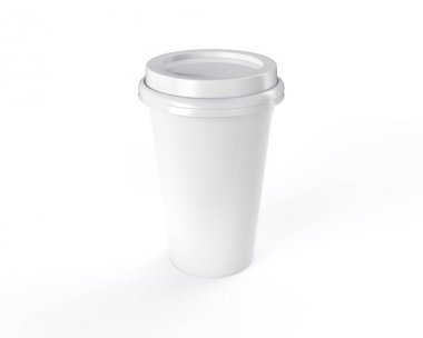 Beyaz arka plan ile 3d render kahve bardağı