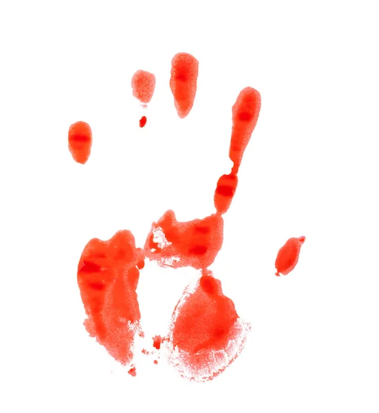 Röda blodiga handavtryck på en vit bakgrund — Stockfoto