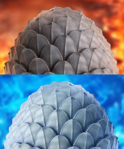 3d render Dragon egg on fiery background. Fanstasy easter egg il