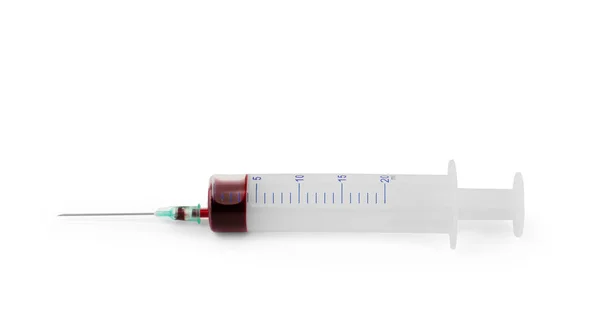 Blood syringe for injection isolated on white background — Stock Photo, Image