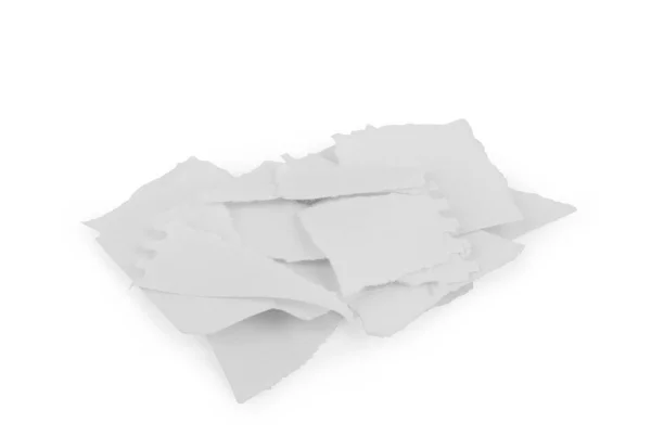 Rasgos de papel branco, isolados em branco com sombras suaves — Fotografia de Stock