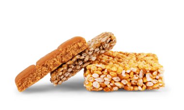 Fıstık kozinaki, susam ve ayçiçeği beyaz. Izole