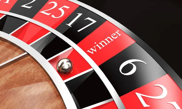 Casino Roulette 3D renderen met de inscriptie winnaar, op een whit — Stockfoto