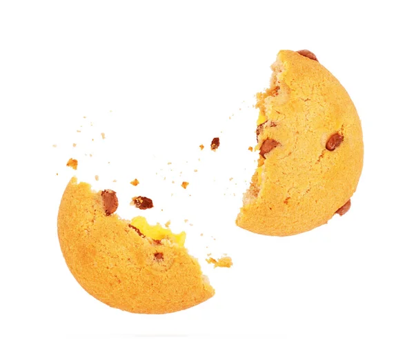 Broken cookies in flight on white background — Stock Photo, Image