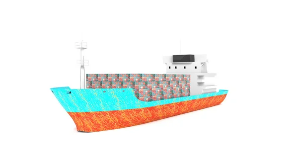 Πλοίο εμπορευματοκιβωτίων φορτίου απομονωμένη 3D απόδοση — Φωτογραφία Αρχείου