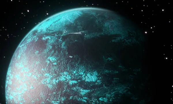 3D Render av abstrakta gamla planeten i processen för explosion på blac — Stockfoto