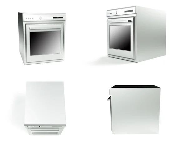 白い背景にプロのオーブン3Dレンダリングセット — ストック写真