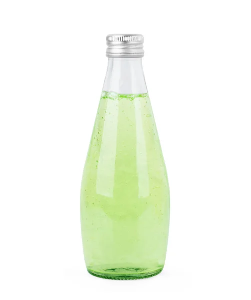 Groene plastic fles geïsoleerd op witte achtergrond — Stockfoto