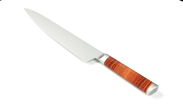 Big kitchen knife isolated on white background 3D illustration. — Stock Photo, Image