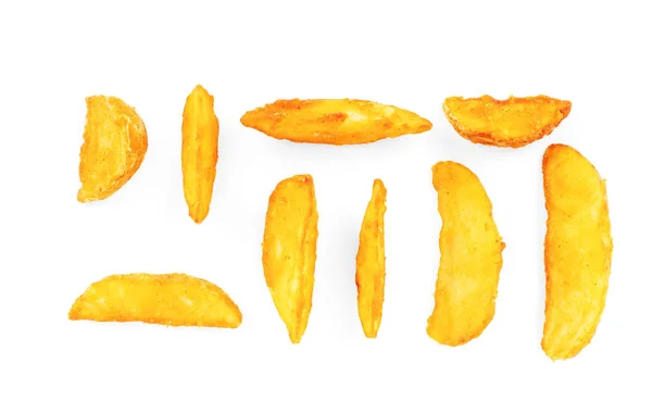 Definir batatas fritas em um fundo branco — Fotografia de Stock