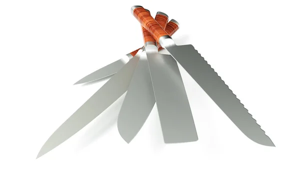 Big kitchen knife isolated on white background 3D illustration. — Stock Photo, Image