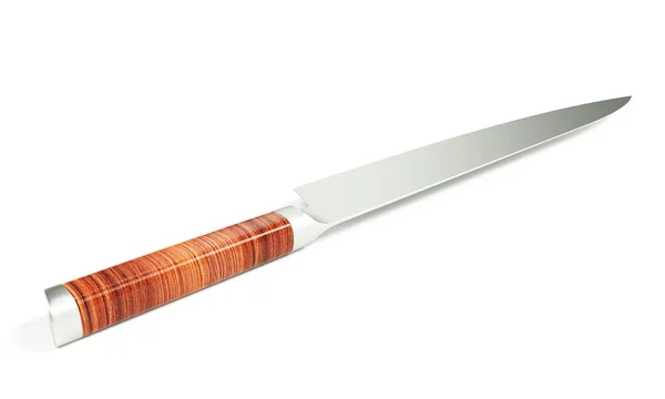 Cuchillo de cocina grande aislado sobre fondo blanco Ilustración 3D . —  Fotos de Stock